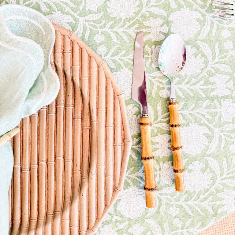 Block Print Verdigreen Tablecloth