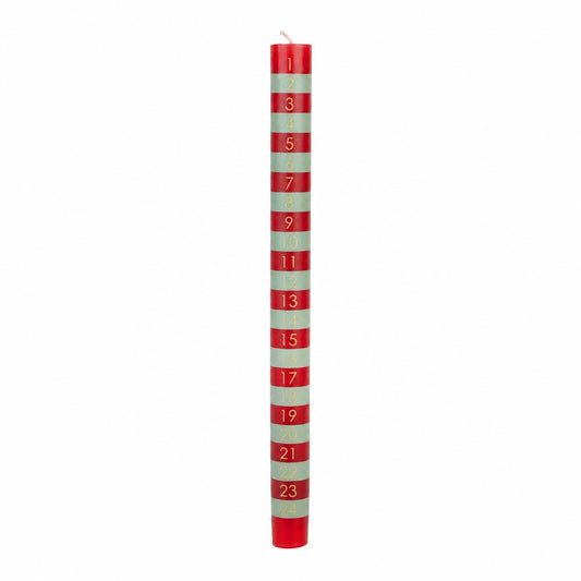 Green & Red Striped Advent Candle