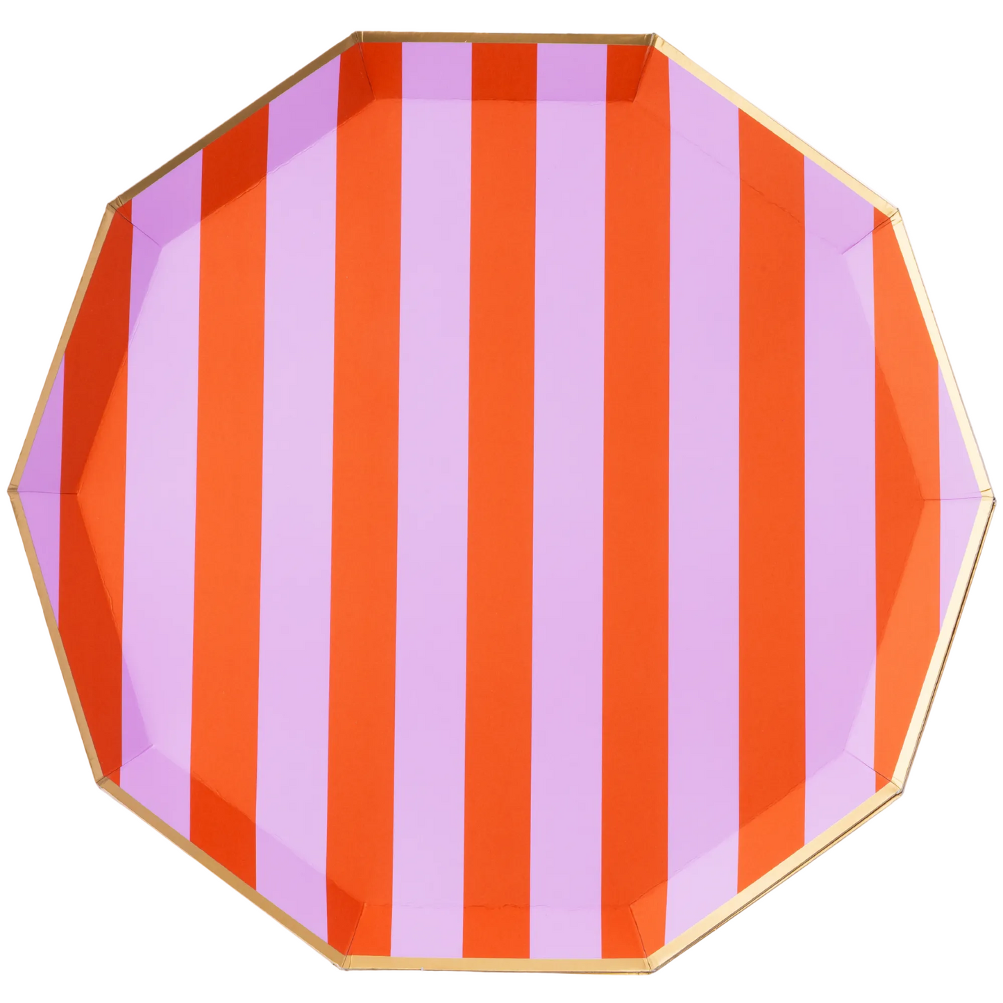 Orange & Lilac Stripe Paper Dinner Plates