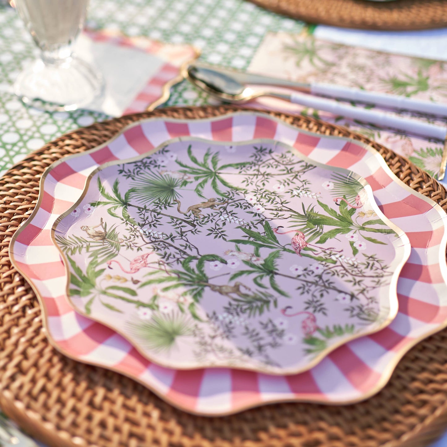 Pink & Green Paper Dinner Plates