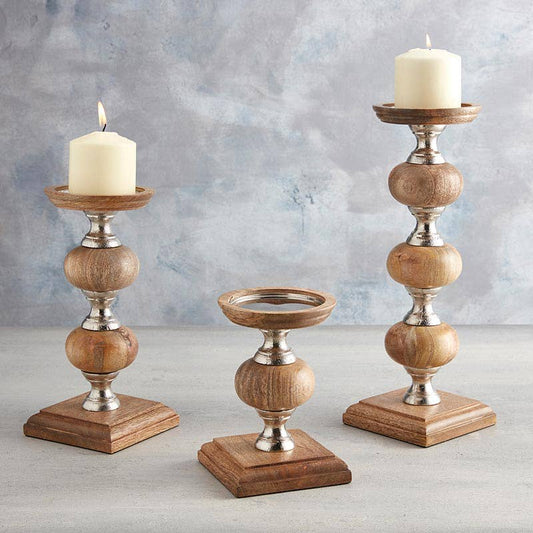 Medium Wood Pillar Candle Holder