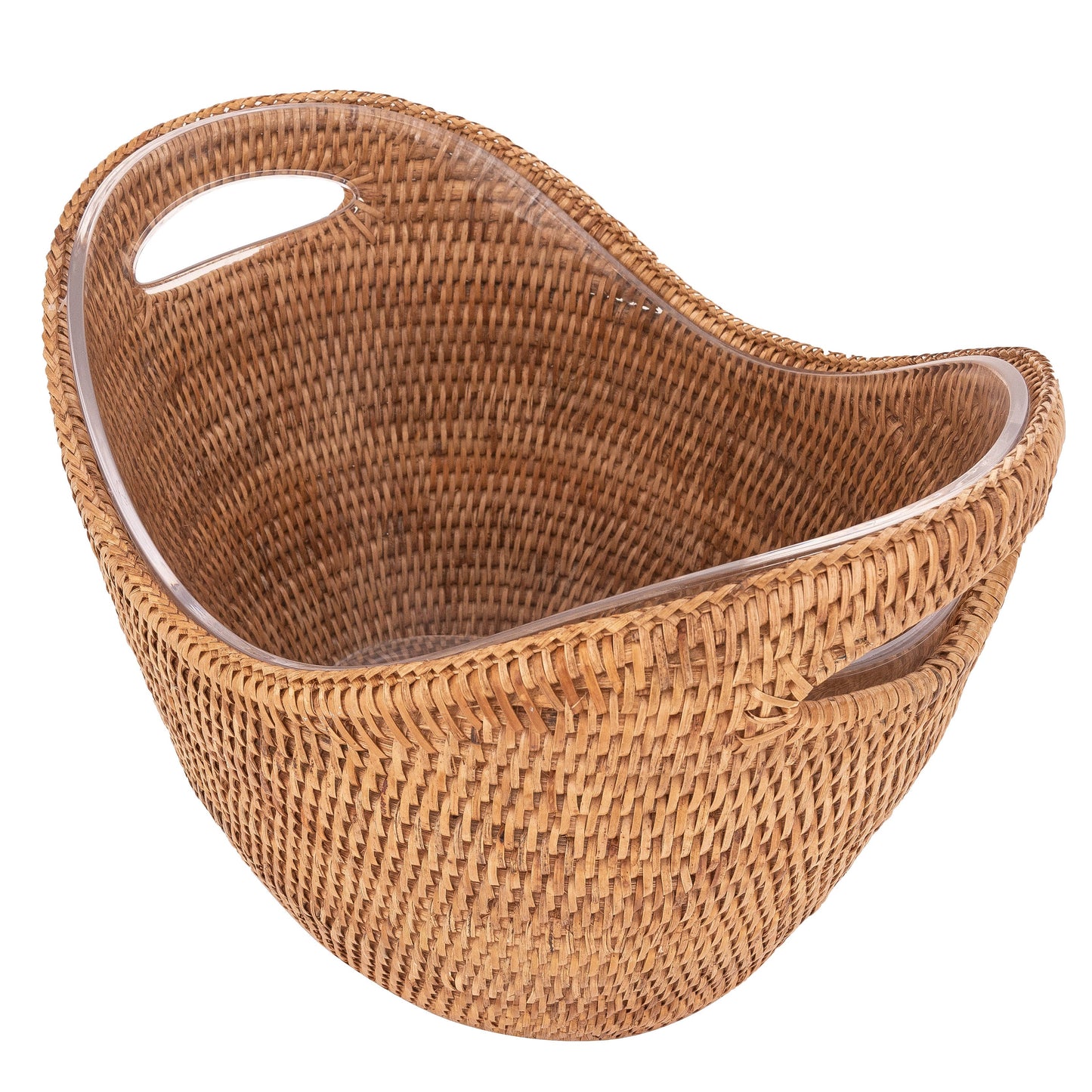 Rattan Champagne Bucket with Acrylic Insert – Ice Cooler: Honey Brown