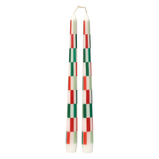 Red & Green Candles - Set of 2