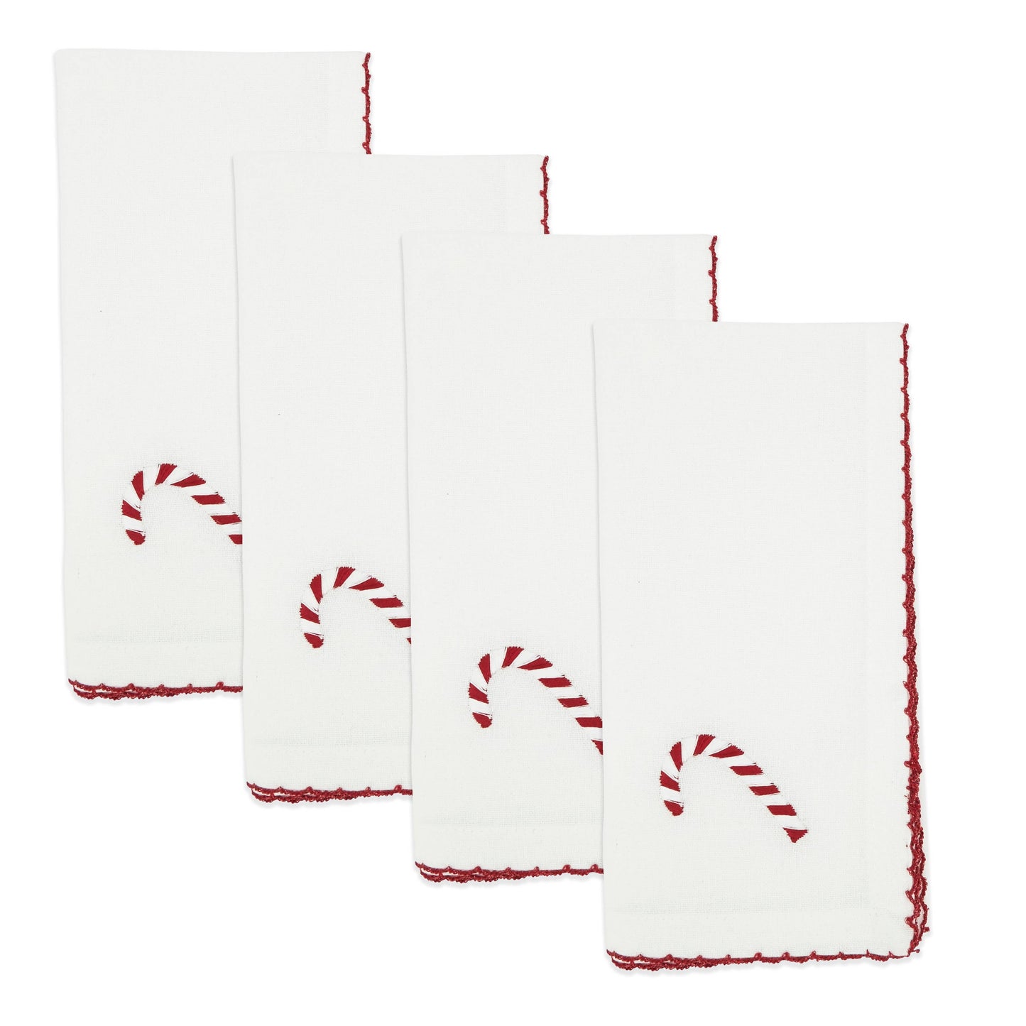 Candy Cane Embroidered Napkin