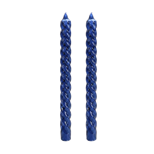 Royal Blue Coiled Candle Pair