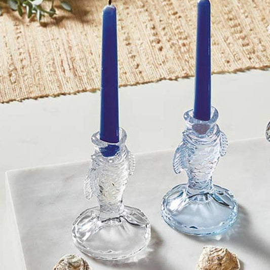 Blue Glass Fish Candle Holder