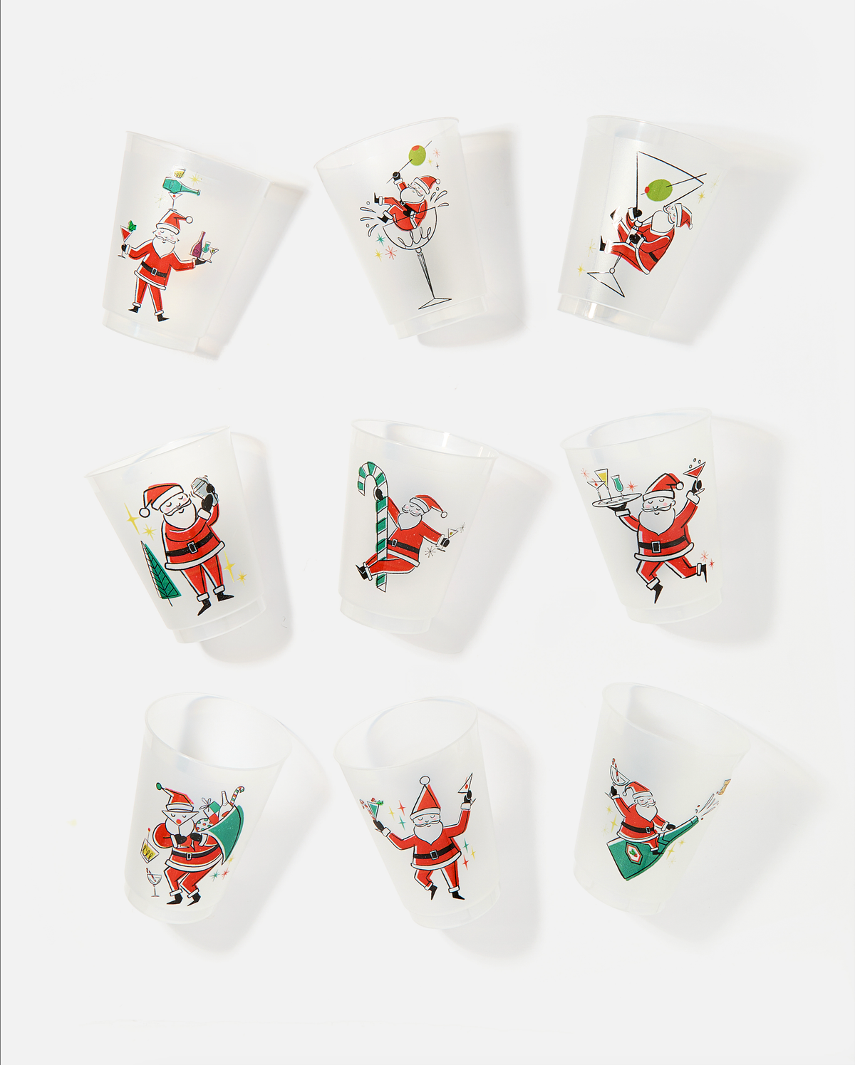 Sippin' Santas Frosted Cups - Set of 9