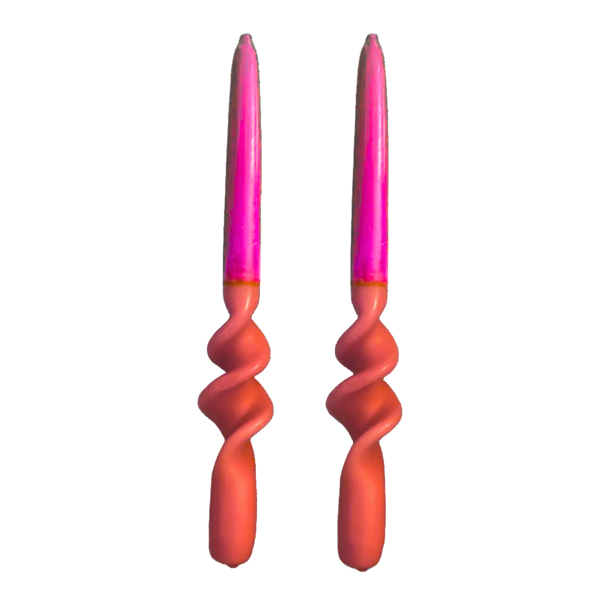 Orange & Pink Double Helix Candle Pair