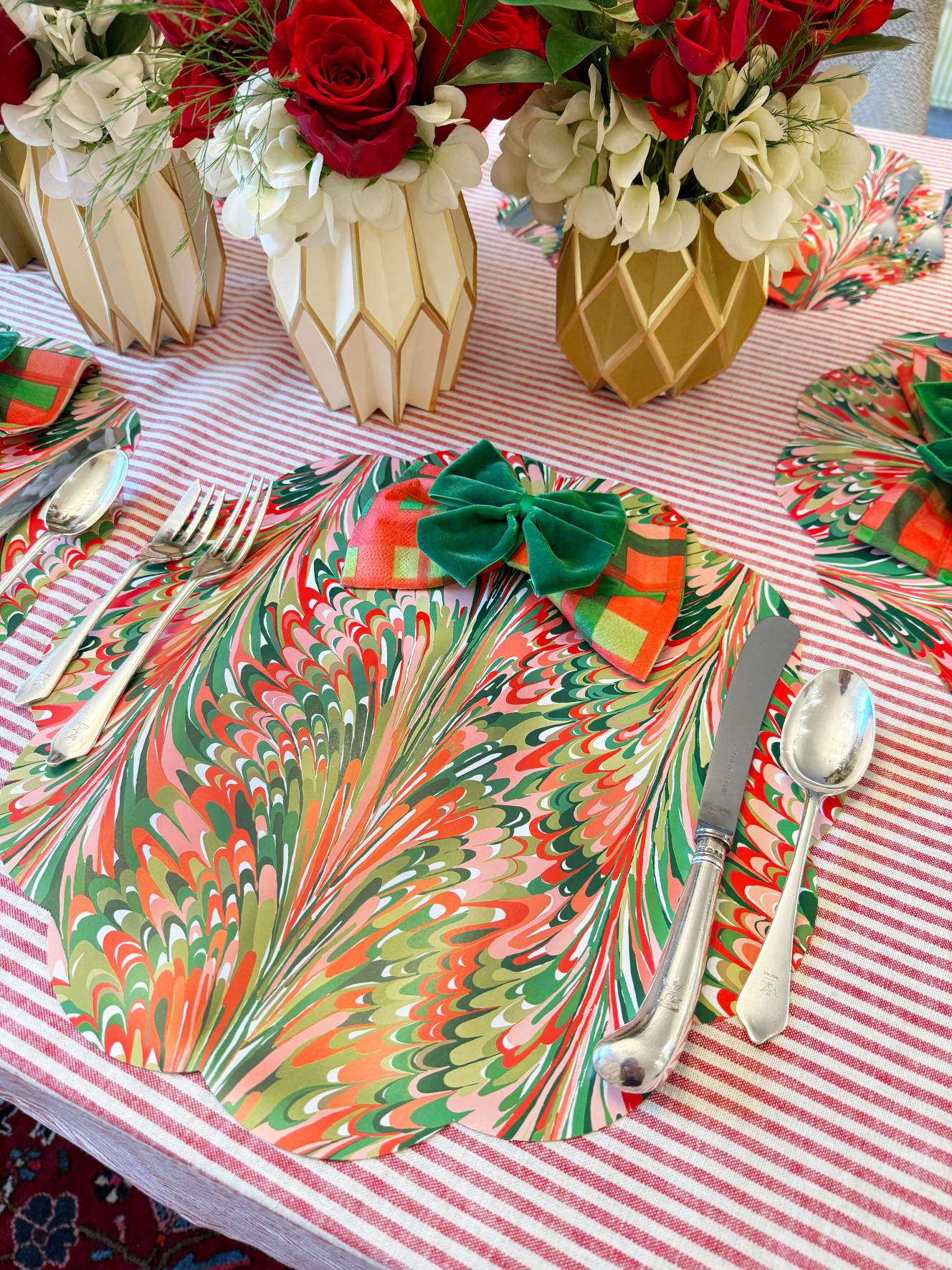 Christmas Marble Paper Placemats