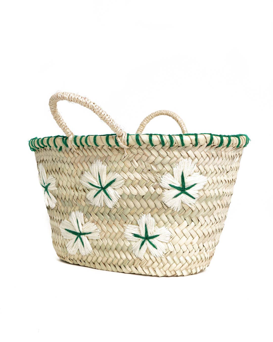 Small Green & White Market Basket