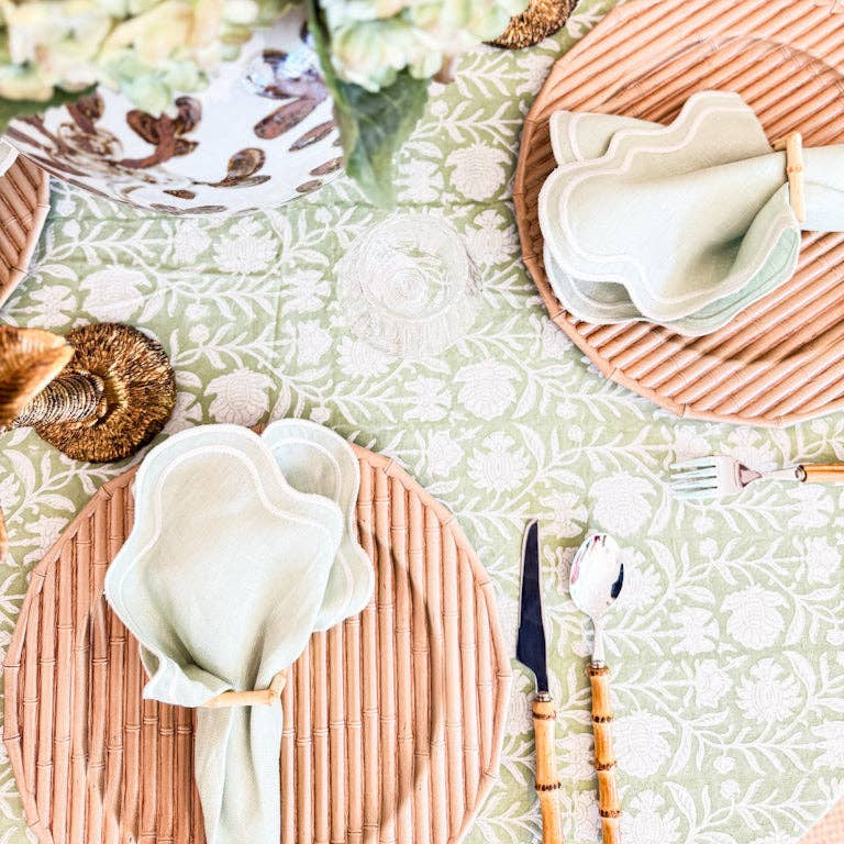 Block Print Verdigreen Tablecloth