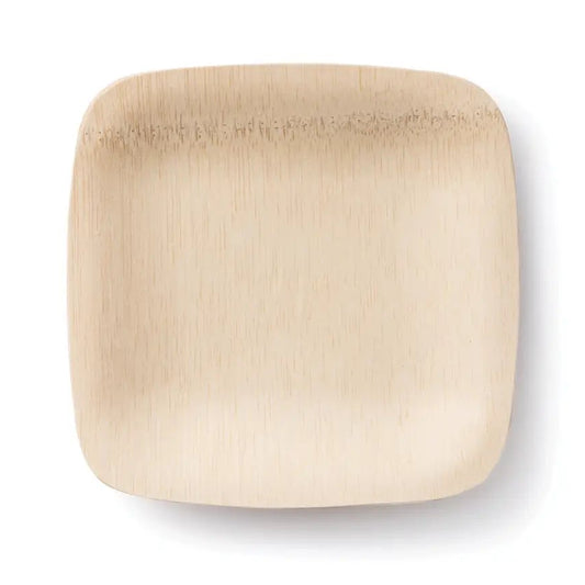 bamboo square plate on a white background