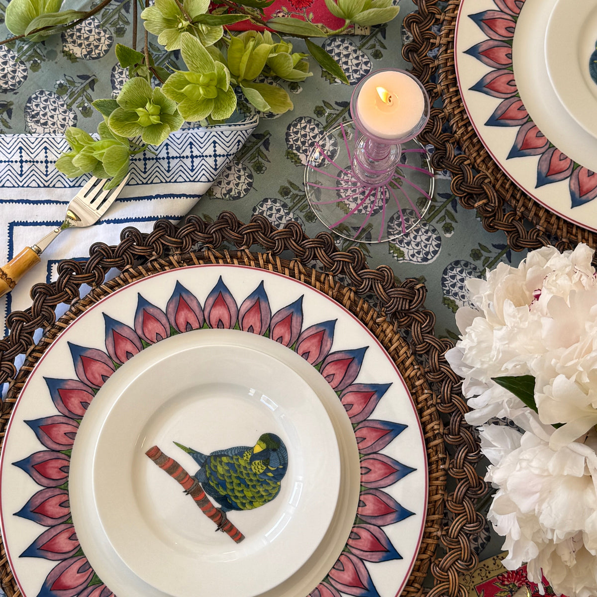 Blue & White Border Cloth Napkin