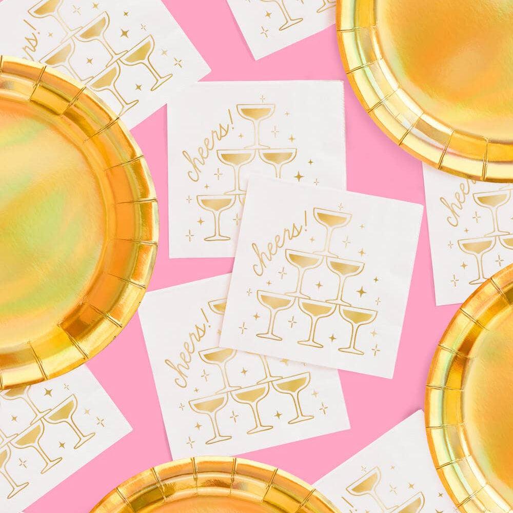 Gold Cheers Cocktail Napkins
