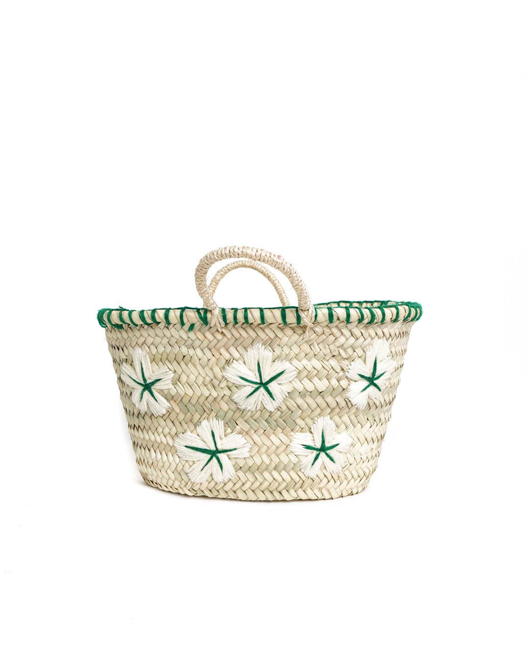 Small Green & White Market Basket