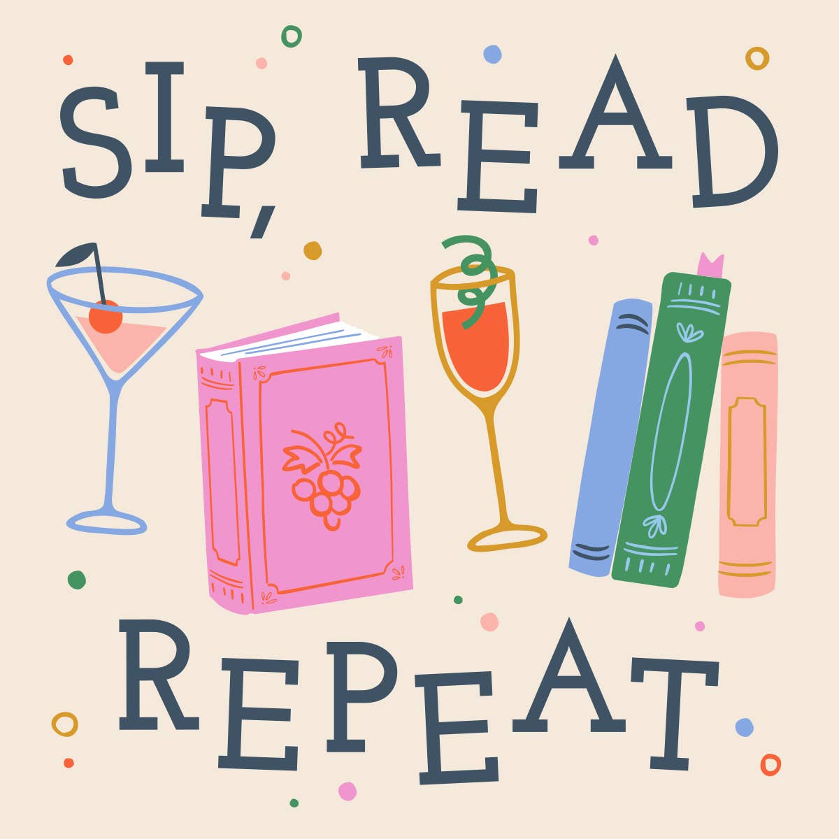 Sip, Read, Repeat Cocktail Napkins