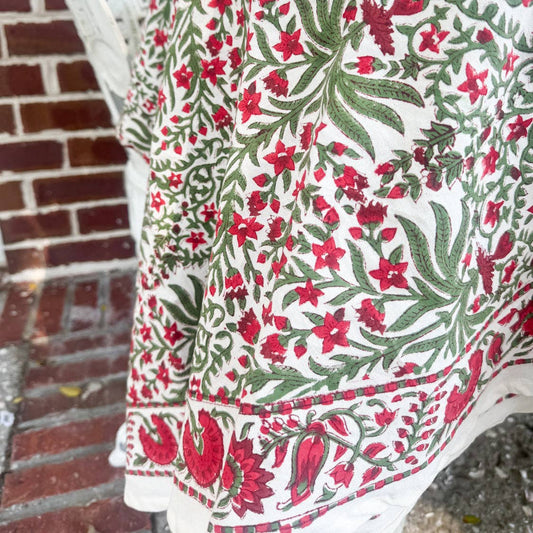 Block Print Holly Tablecloth