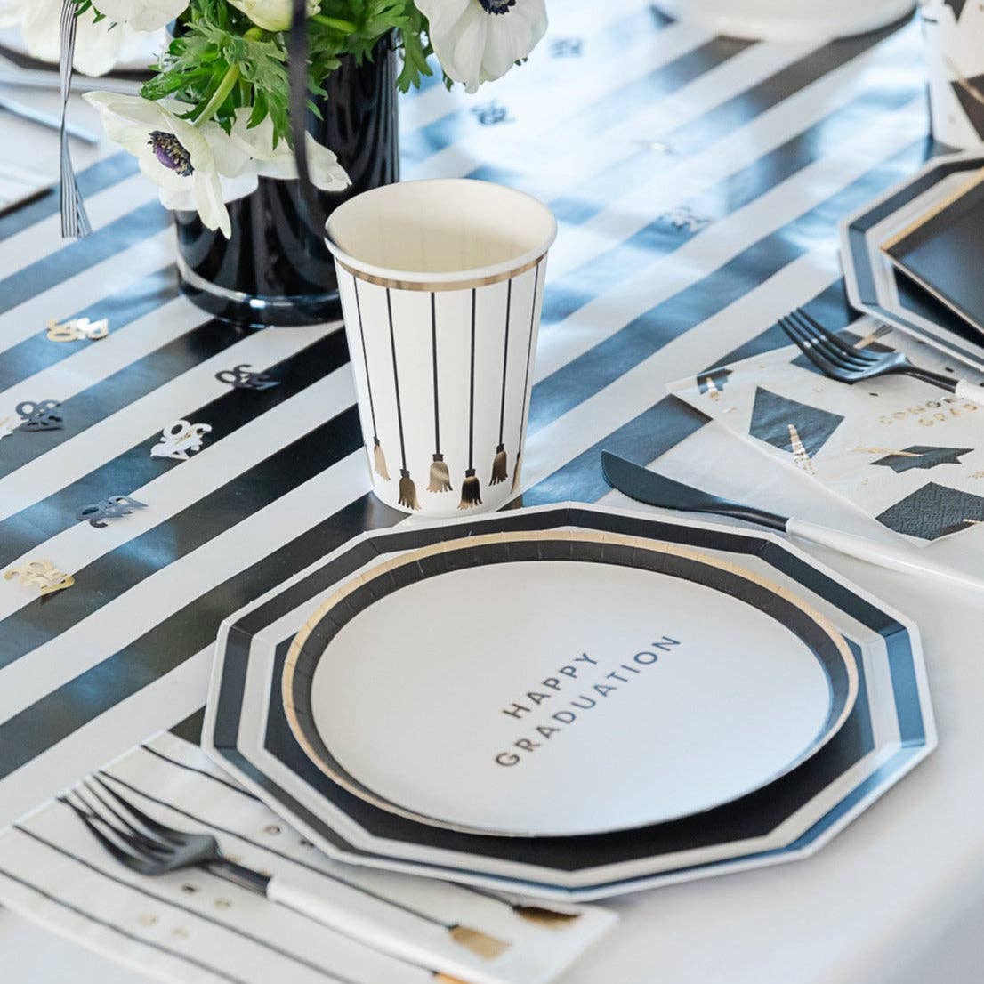 Black & White Paper Dinner Plates