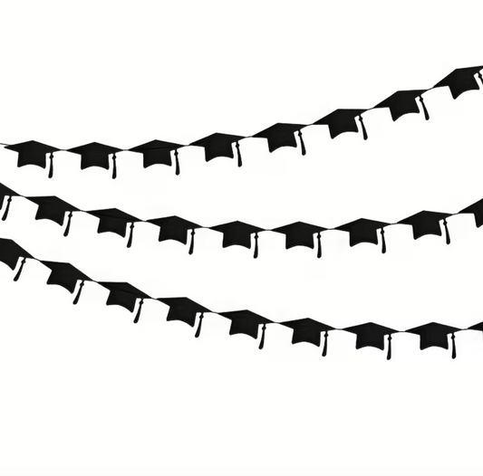 Black graduation cap garland 
