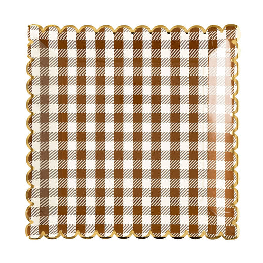 Checkered plate with scalloped edge on a white background