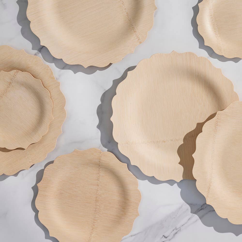 Bamboo Scalloped Dinner Plates - Pack of 25