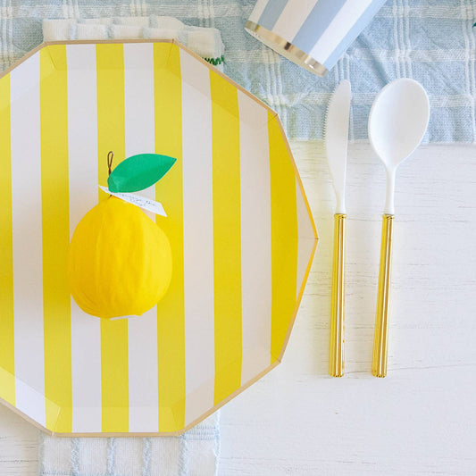 Yellow Cabana Stripe Plates