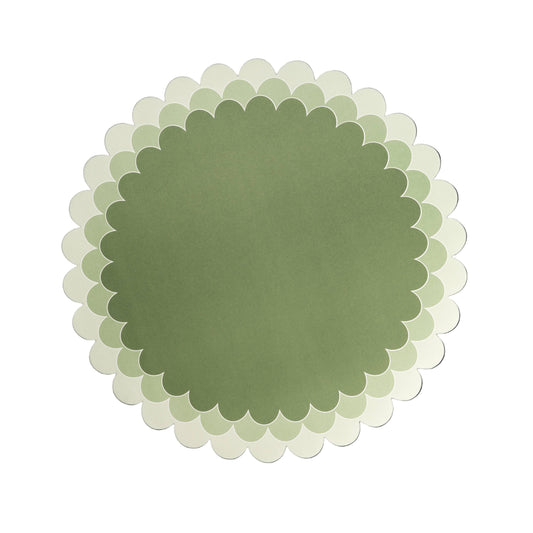 Green Ombre Scallop Paper Placemats