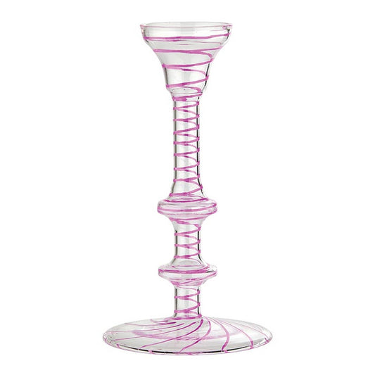 Pink Striped Candle Holder