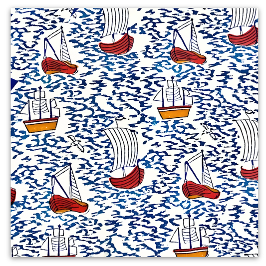 Sailing Boats Block Print Cocktail Napkins