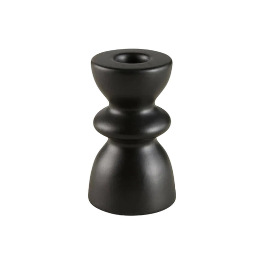 Black candle holder on a white background