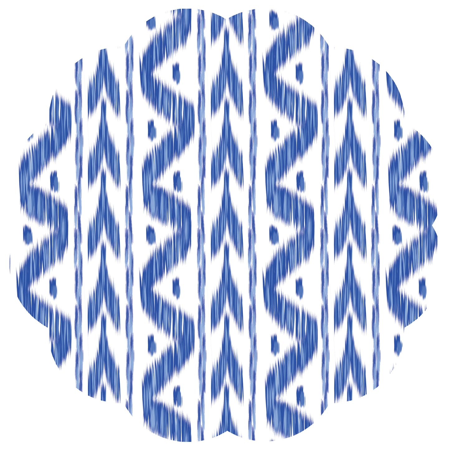 Blue Ikat Scalloped Paper Placemats