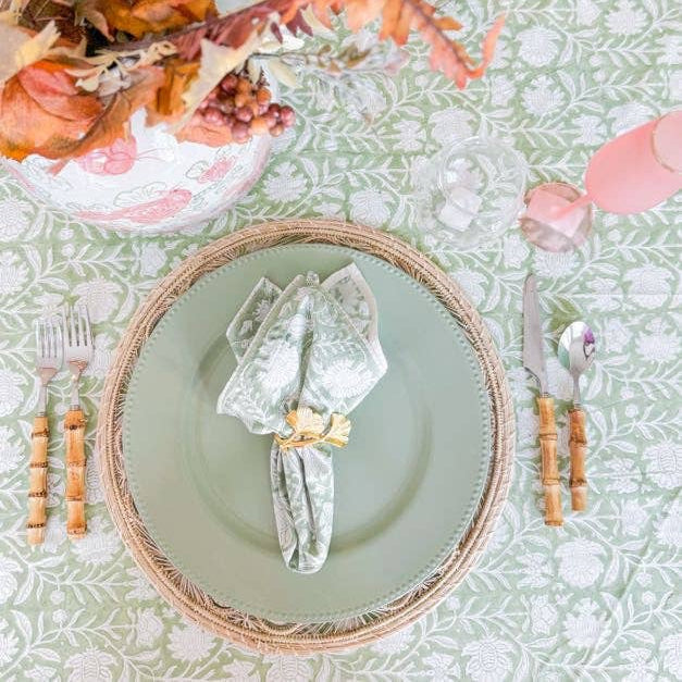 Block Print Verdigreen Tablecloth