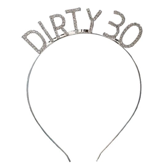Silver 'DIRTY 30' tiara headband
