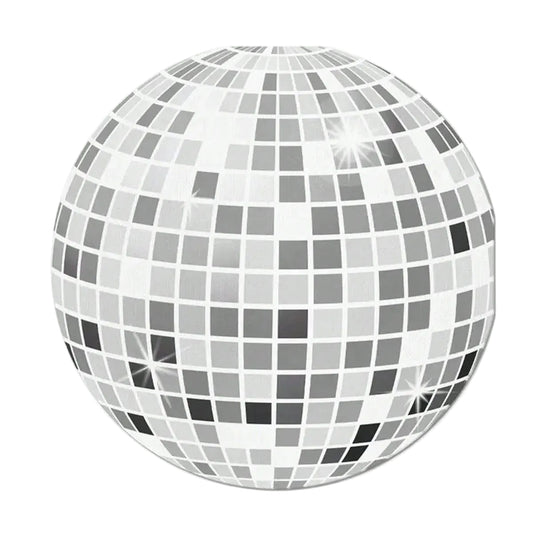 Disco ball cocktail napkin with reflective surface on a white background