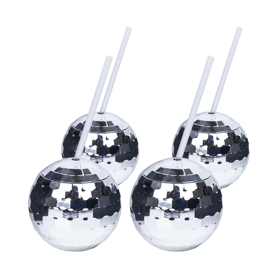 4 disco sipper cups with straws