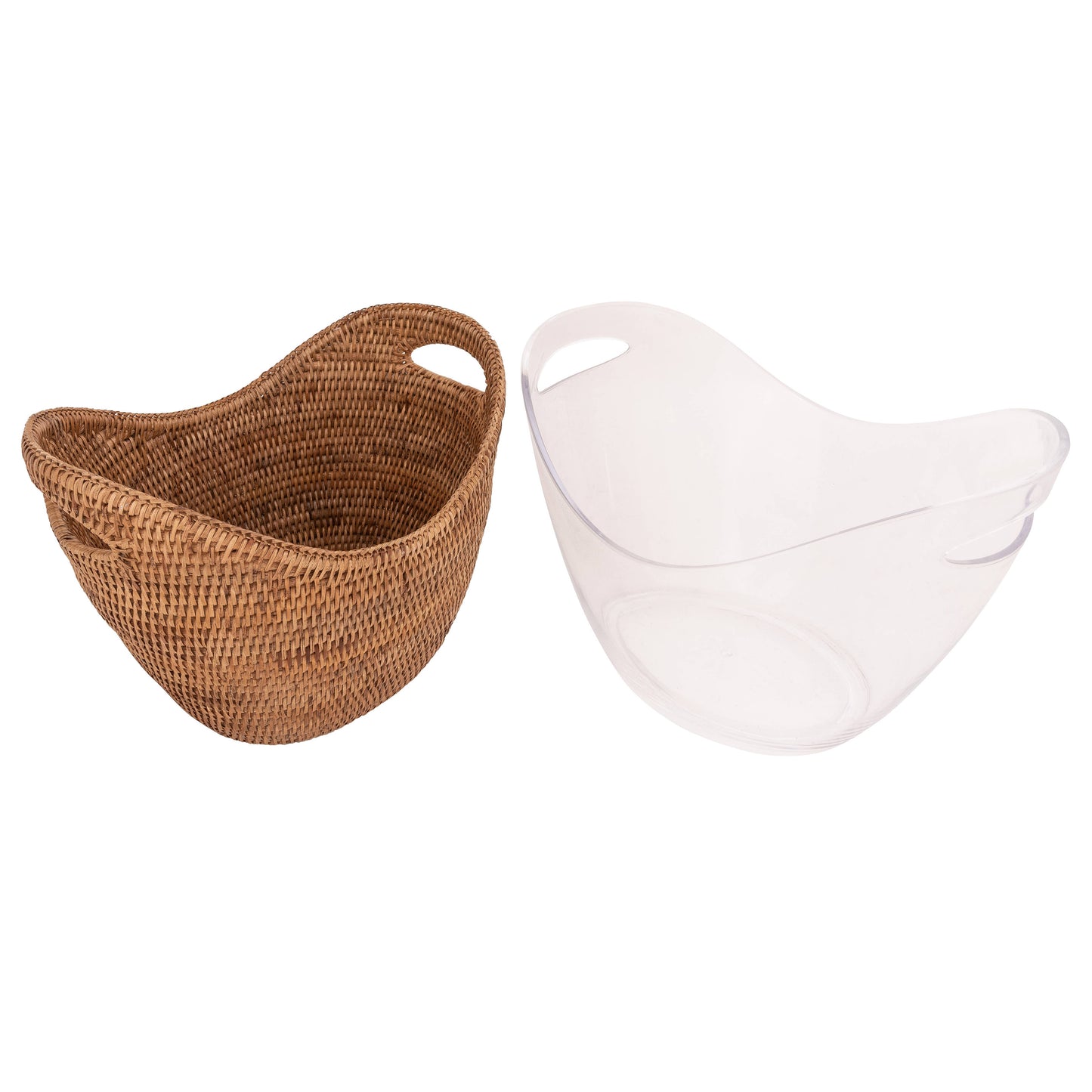 Rattan Champagne Bucket with Acrylic Insert – Ice Cooler: Honey Brown