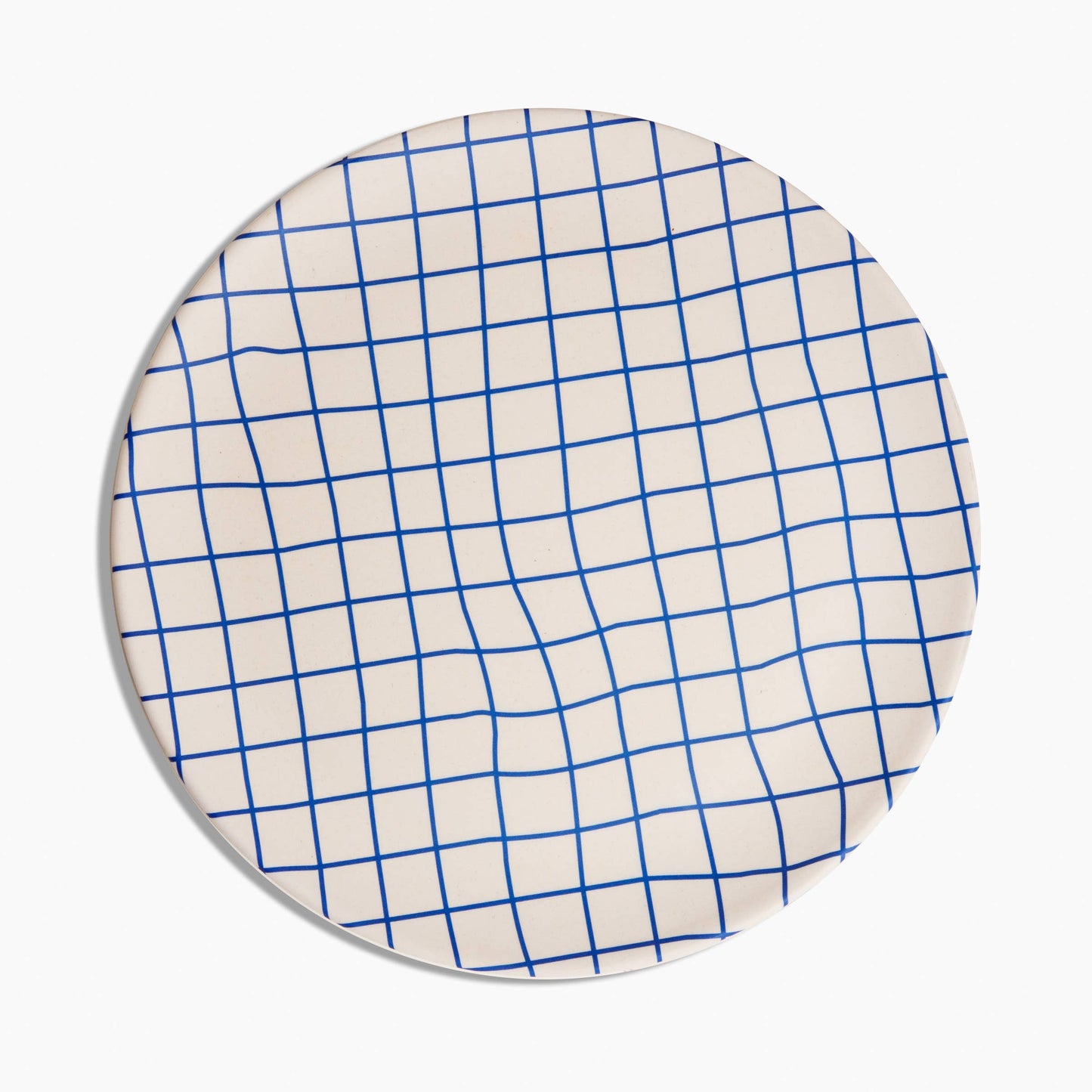 Blue Grid Bamboo Dinner Plate