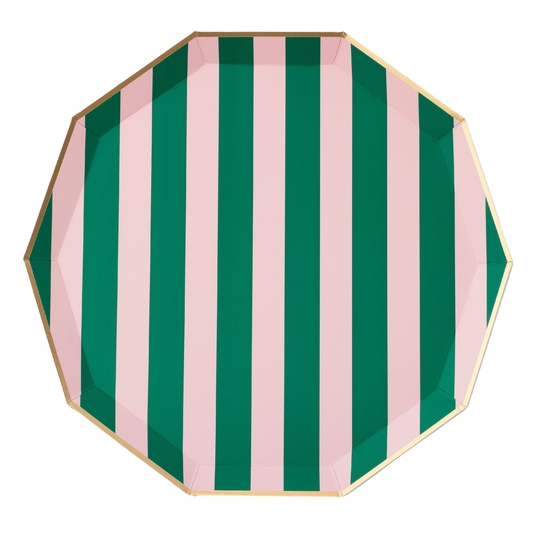 Pink & Green Paper Dinner Plates
