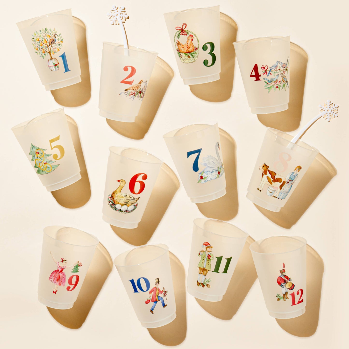 12 Days of Christmas Frosted Cups - Set of 12