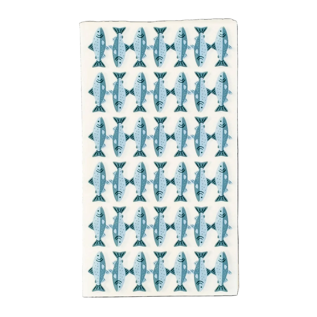 Rectangular napkin with fish pattern on a white background