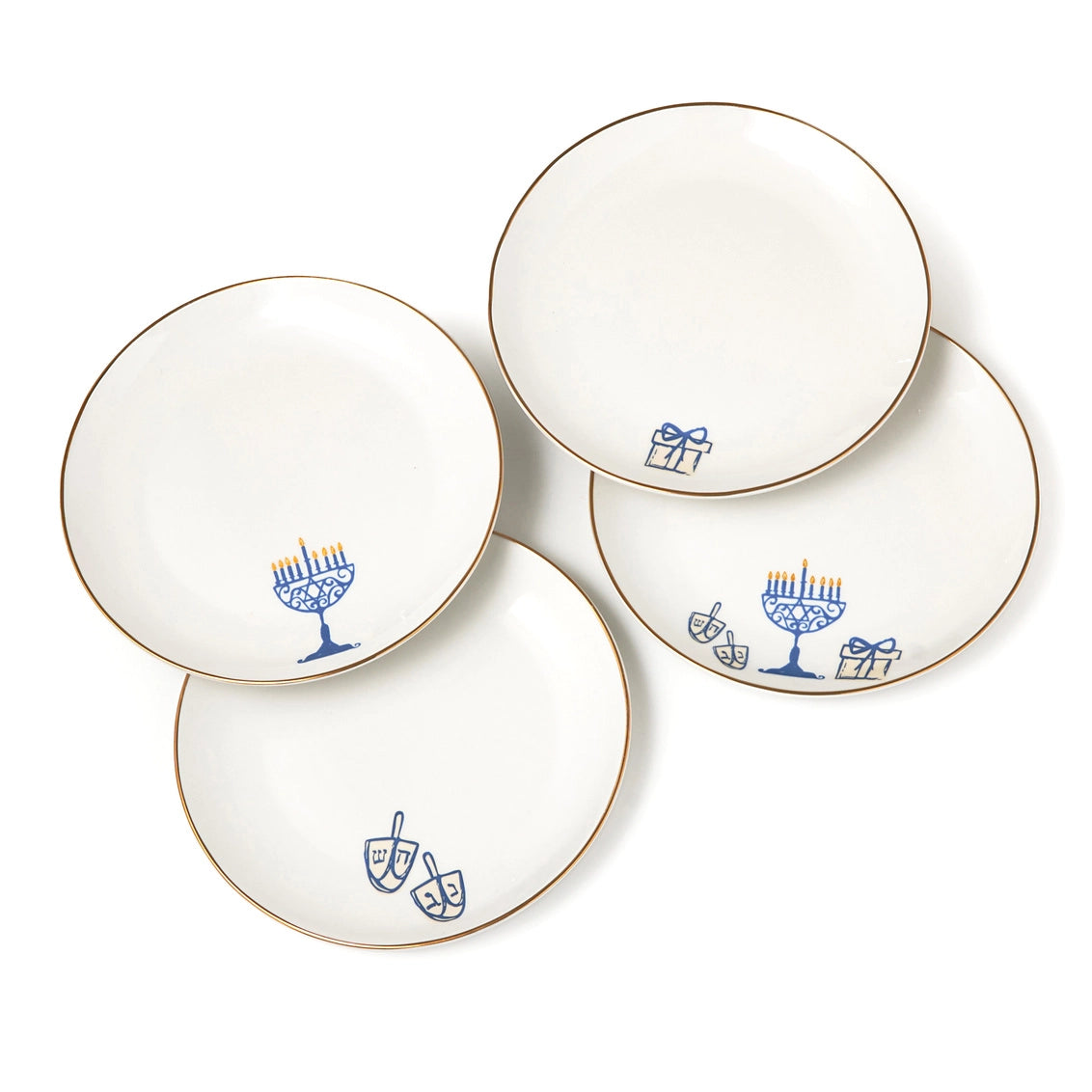 Hanukkah Appetizer Plates - Set of 4