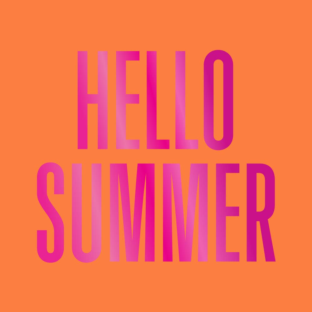 orange cocktail napkin with 'HELLO SUMMER' in pink 