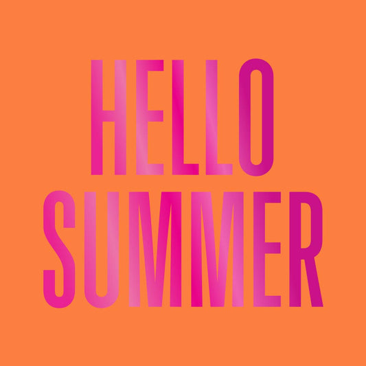 orange cocktail napkin with 'HELLO SUMMER' in pink 