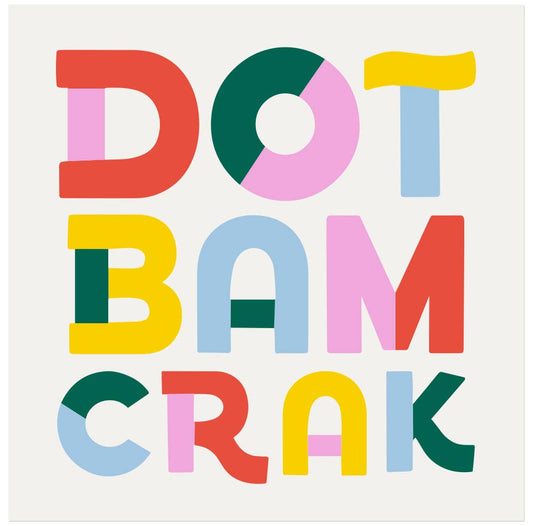 Colorful 'DOT BAM CRAK' on a white background cocktail napkin for mahjong