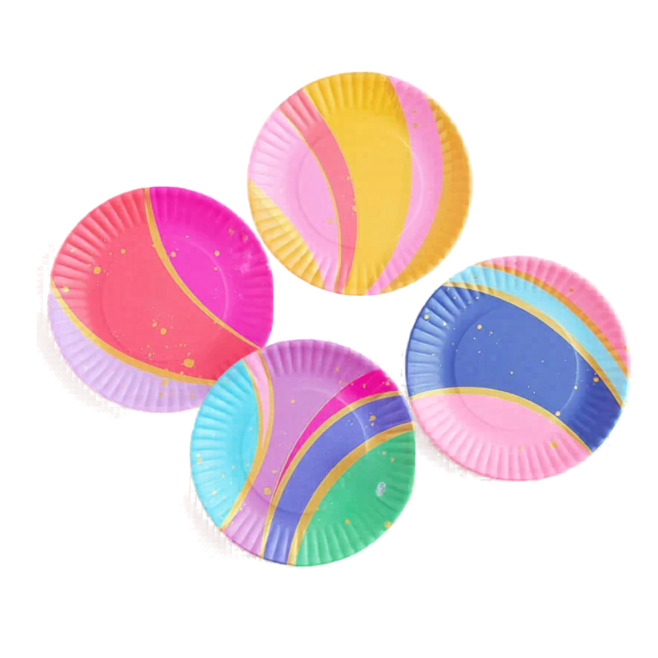 Small Neon Pastel Melamine Plates - Set of 4