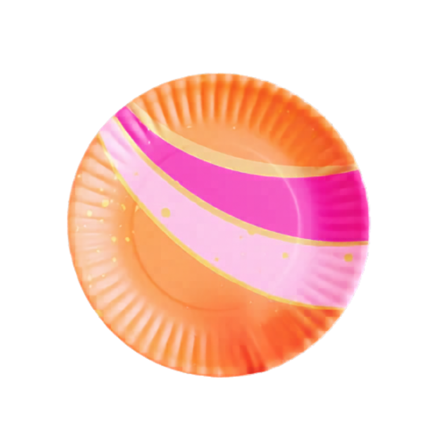 Colorful melamine plate with pink and orange stripes by Glitterville