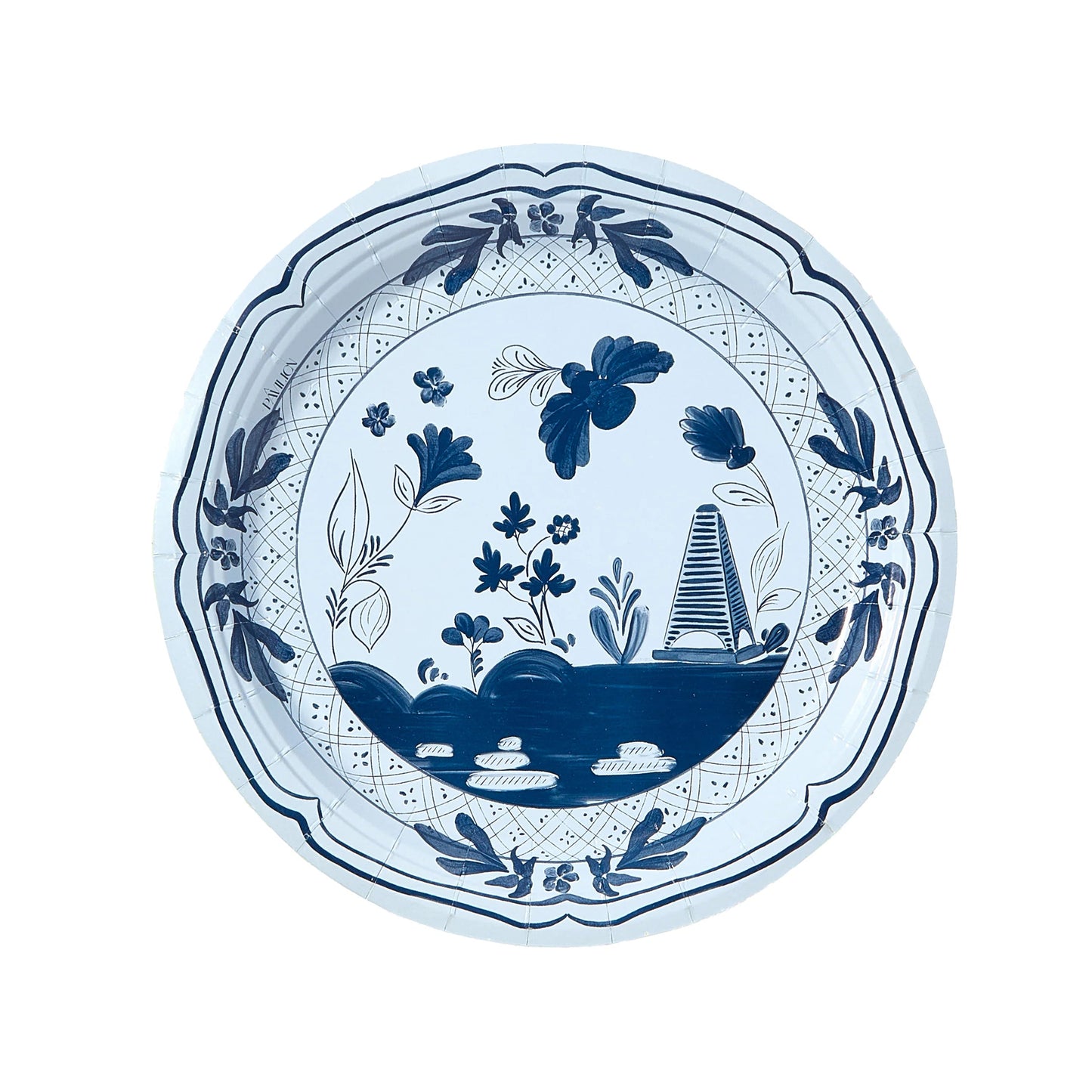 Pavilion Decorative paper plate with blue floral based on Ginori design 