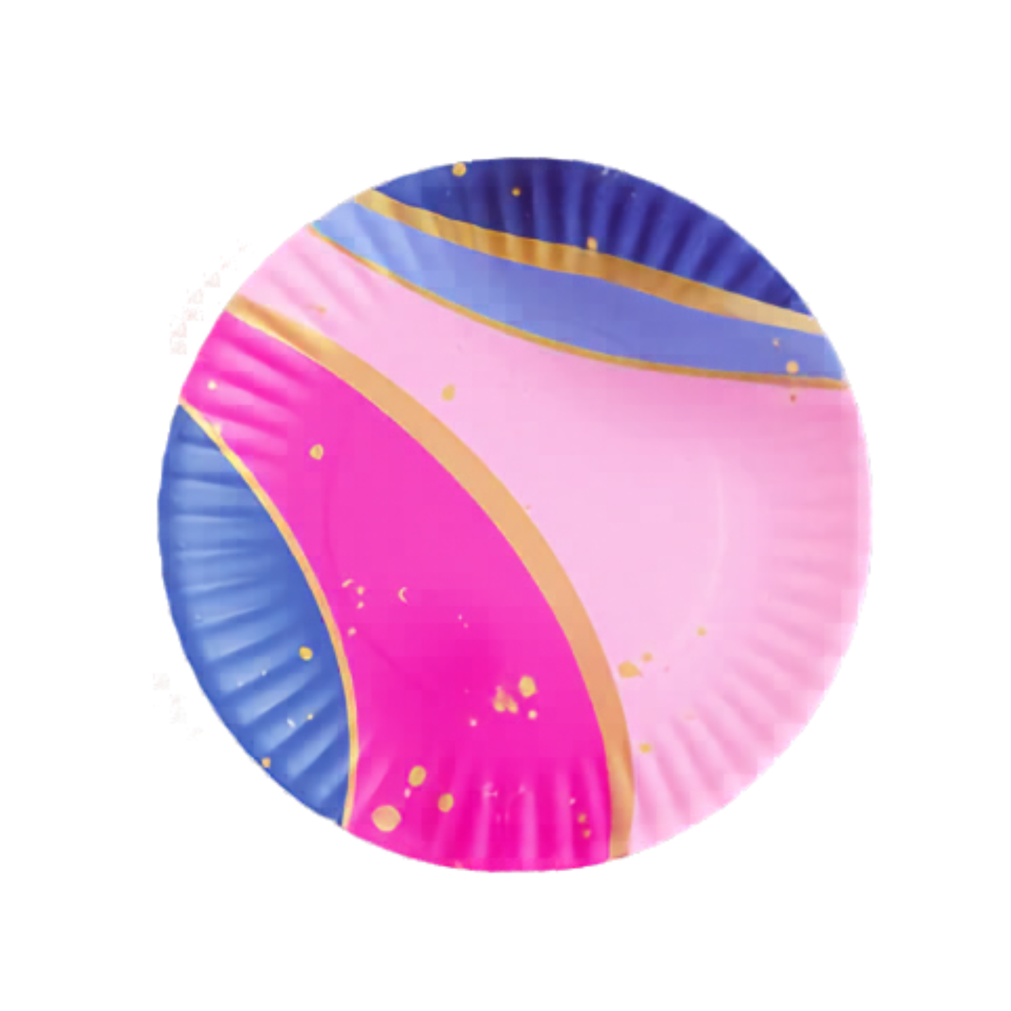 Colorful melamine plate with pink and blue design by Glitterville