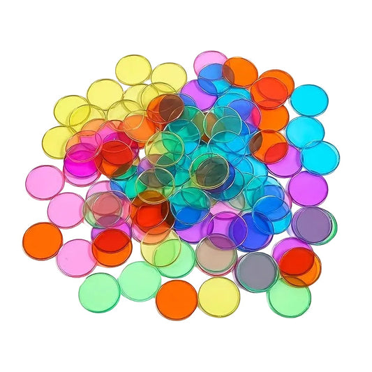 Assorted colored transparent confetii