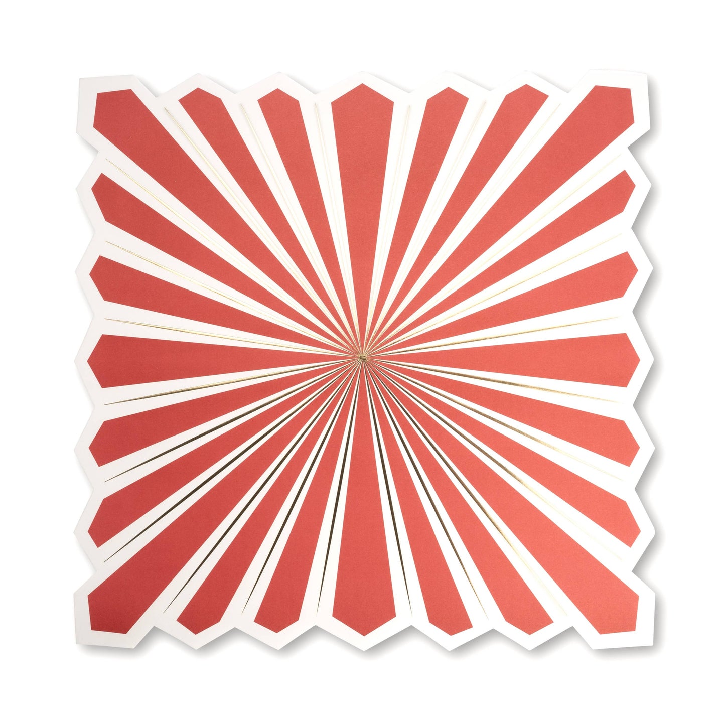 Red sunburst placemat pattern on a white background